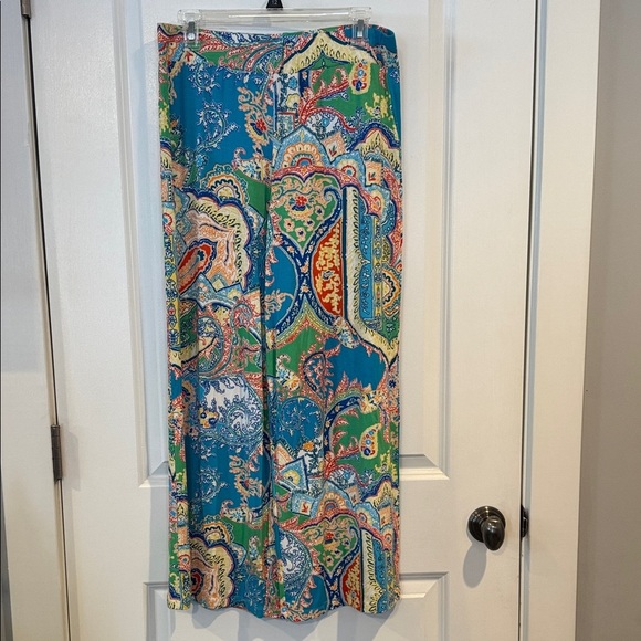 Lauren Ralph Lauren Multicolor Paisley Boho Wide leg flowy pants. Petite - Picture 2 of 7